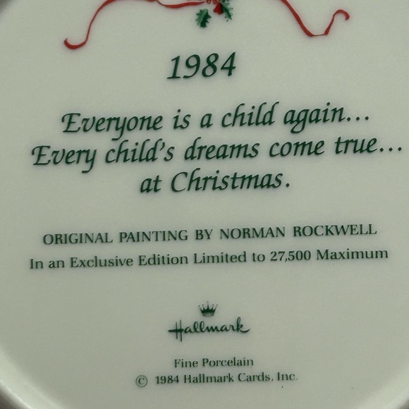 Hallmark 1986 Norman Rockwell Christmas Plate Vintage Limited Edition - Picture 3 of 3